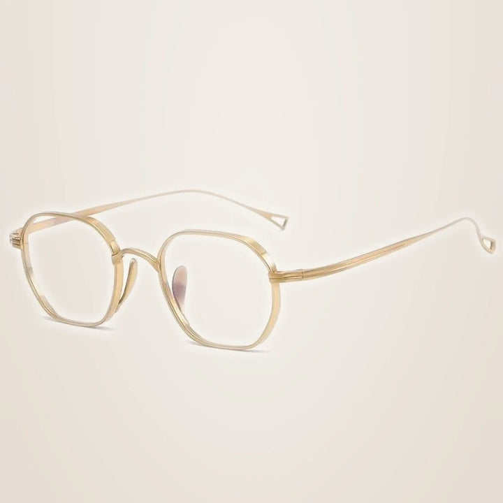 Oveliness Unisex Full Rim Oval Square Titanium Eyeglasses 9917 - gold