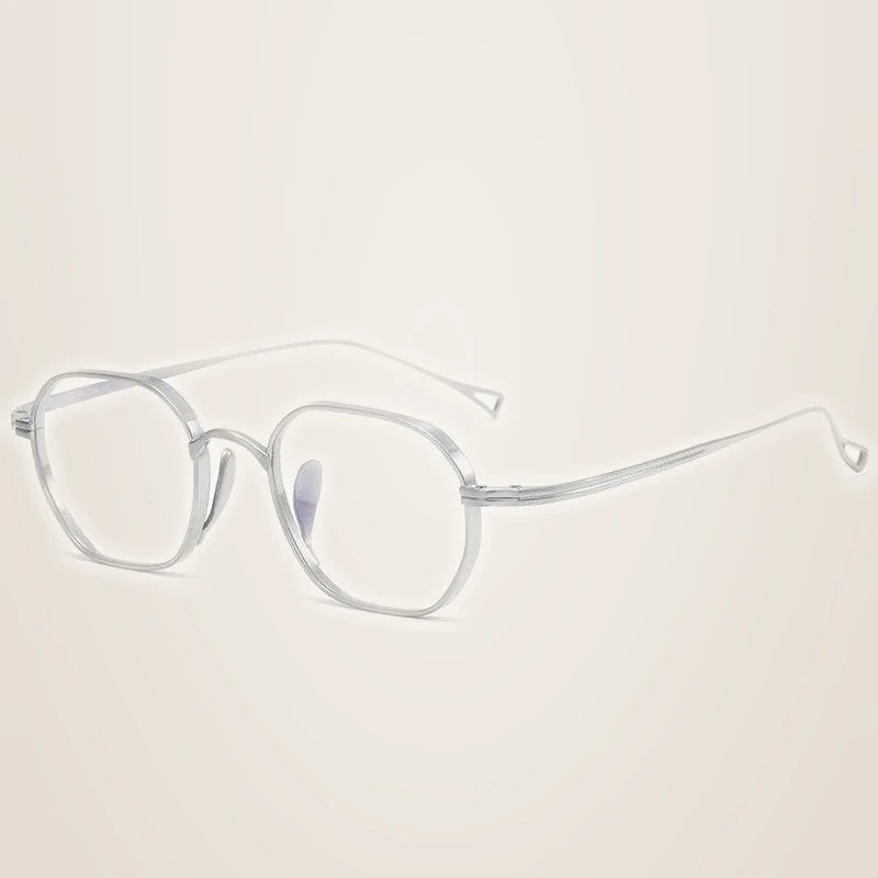 Oveliness Unisex Full Rim Oval Square Titanium Eyeglasses 9917 - silver
