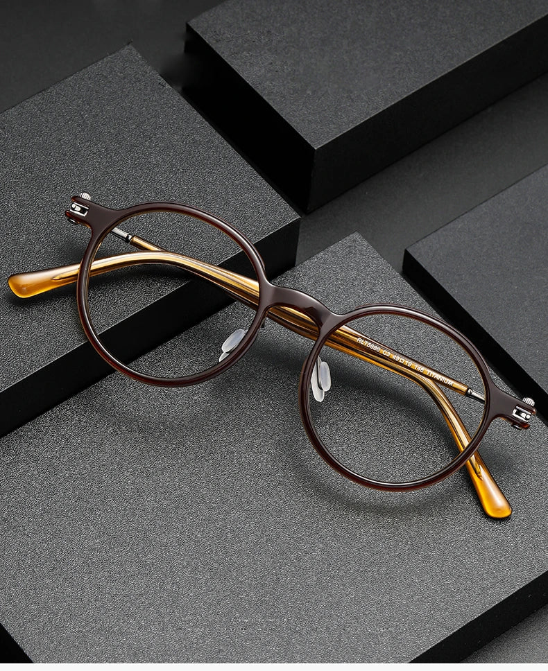 Oveliness Unisex Full Rim Round Acetate Titanium Eyeglasses 5886 - Size Chart