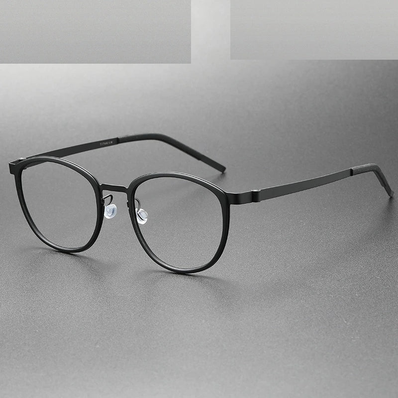 Oveliness Unisex Full Rim Round Screwless Titanium Eyeglasses 9737 - black