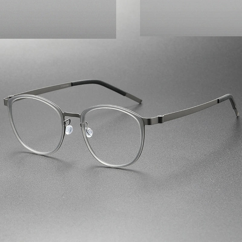 Oveliness Unisex Full Rim Round Screwless Titanium Eyeglasses 9737 - grey gun