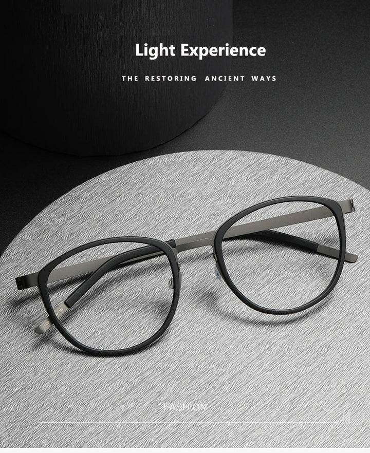 Oveliness Unisex Full Rim Round Screwless Titanium Eyeglasses 9737 - Size Chart