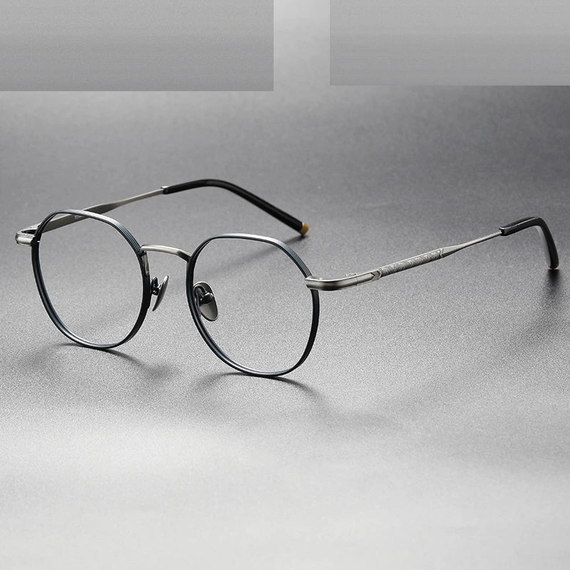 Oveliness Unisex Full Rim Round Square Titanium Eyeglasses Mira - blue gun