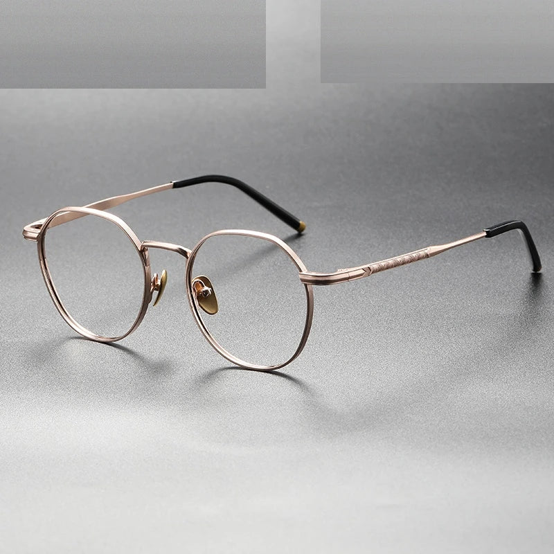 Oveliness Unisex Full Rim Round Square Titanium Eyeglasses Mira - rose gold