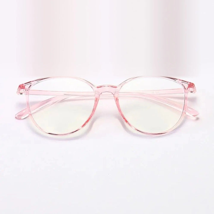 Oveliness Unisex Full Rim Round Square Tr 90 Titanium Eyeglasses 8075 - pink