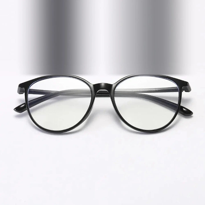 Oveliness Unisex Full Rim Round Square Tr 90 Titanium Eyeglasses 8075 - shiny black