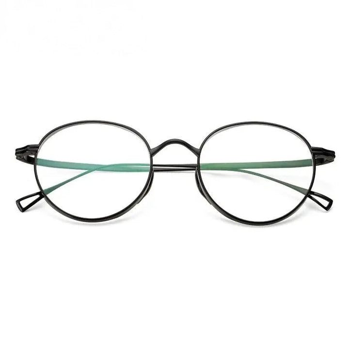 Oveliness Unisex Full Rim Round Titanium Eyeglasses 10518 - Black