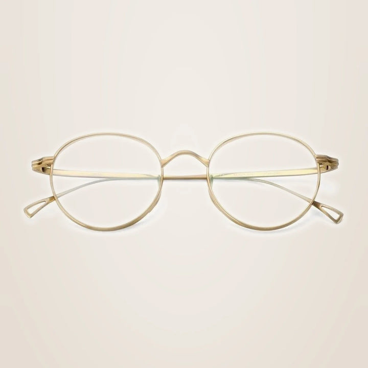 Oveliness Unisex Full Rim Round Titanium Eyeglasses 10518 - Gold