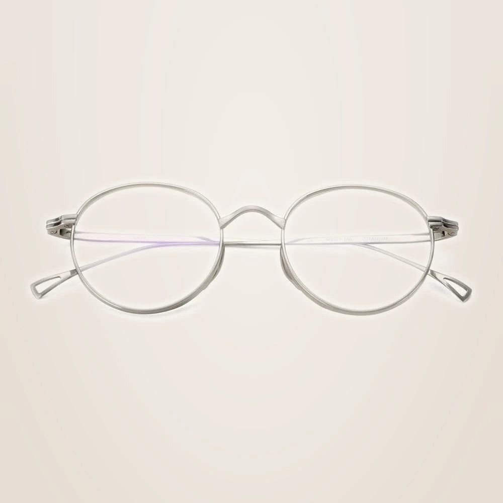 Oveliness Unisex Full Rim Round Titanium Eyeglasses 10518 - Silver