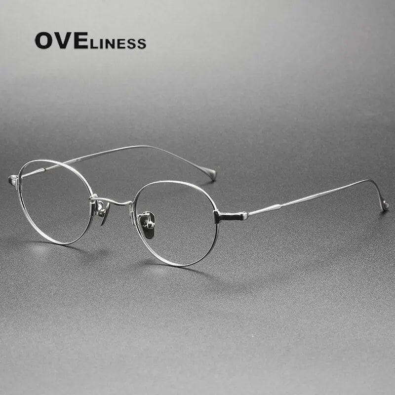 Oveliness Unisex Full Rim Round Titanium Eyeglasses Kmn53 - silver