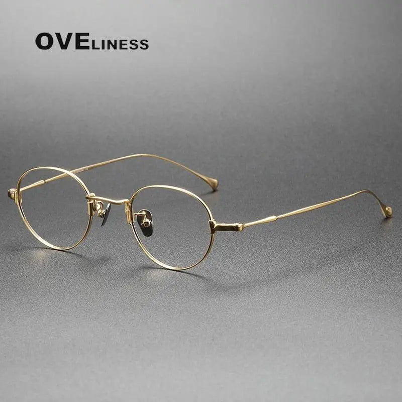 Oveliness Unisex Full Rim Round Titanium Eyeglasses Kmn53 - gold