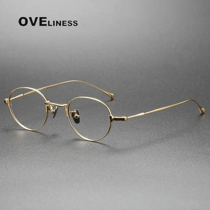 Oveliness Unisex Full Rim Round Titanium Eyeglasses Kmn53 - gold