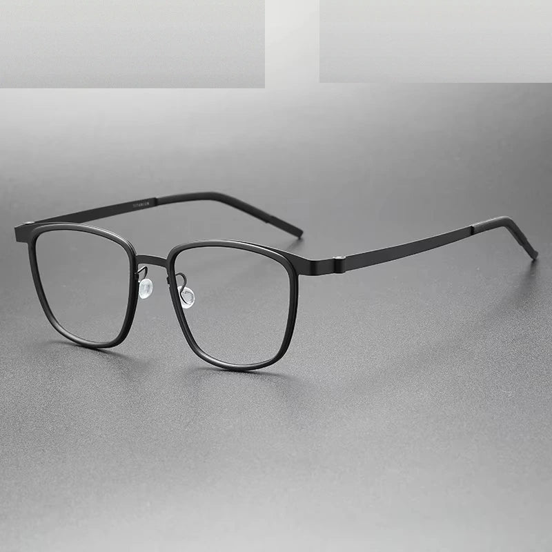 Oveliness Unisex Full Rim Square Acetate Titanium Eyeglasses 399717 - black