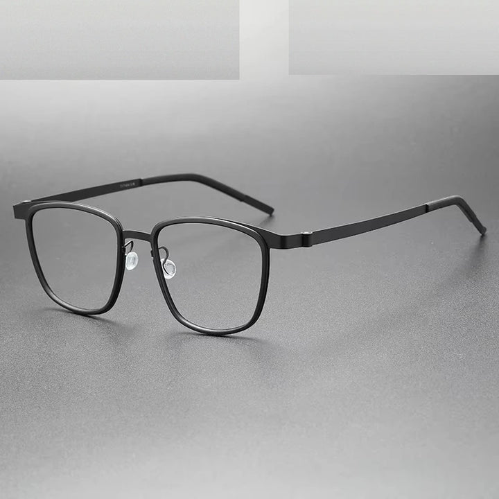 Oveliness Unisex Full Rim Square Acetate Titanium Eyeglasses 399717 - black