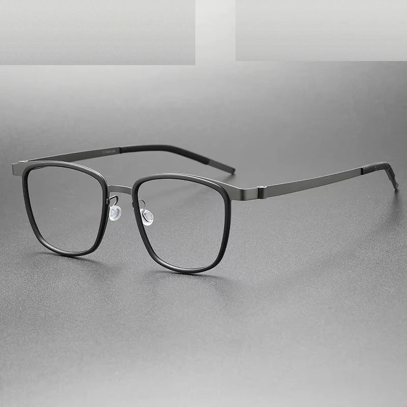 Oveliness Unisex Full Rim Square Acetate Titanium Eyeglasses 399717 - black gun