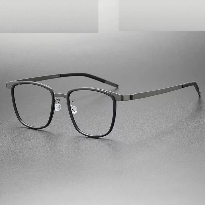 Oveliness Unisex Full Rim Square Acetate Titanium Eyeglasses 399717 - black gun