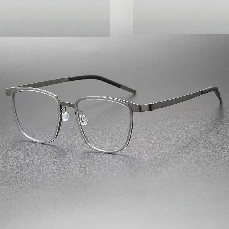 Oveliness Unisex Full Rim Square Acetate Titanium Eyeglasses 399717 - grey gun