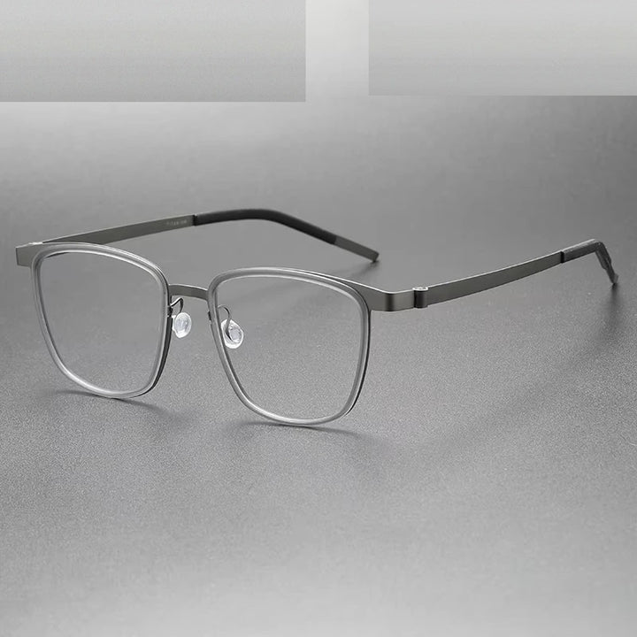 Oveliness Unisex Full Rim Square Acetate Titanium Eyeglasses 399717 - grey gun