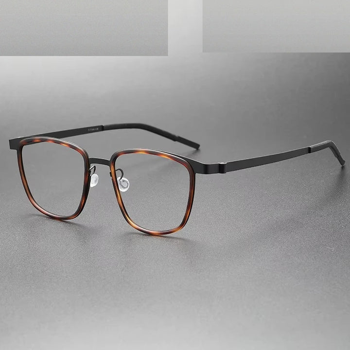 Oveliness Unisex Full Rim Square Acetate Titanium Eyeglasses 399717 - tortoise black