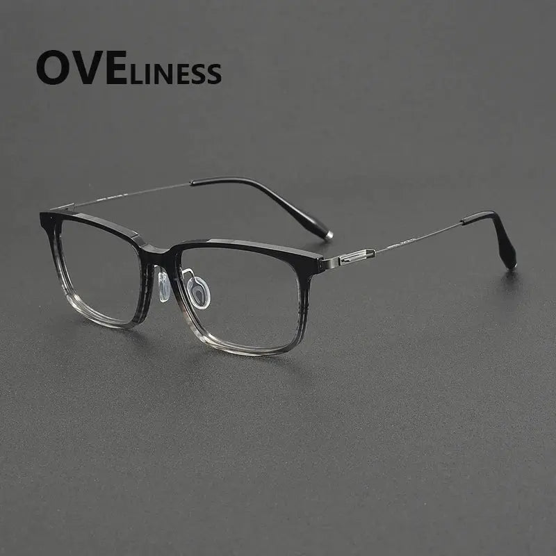 Oveliness Unisex Full Rim Square Acetate Titanium Eyeglasses 202510 - gradient black