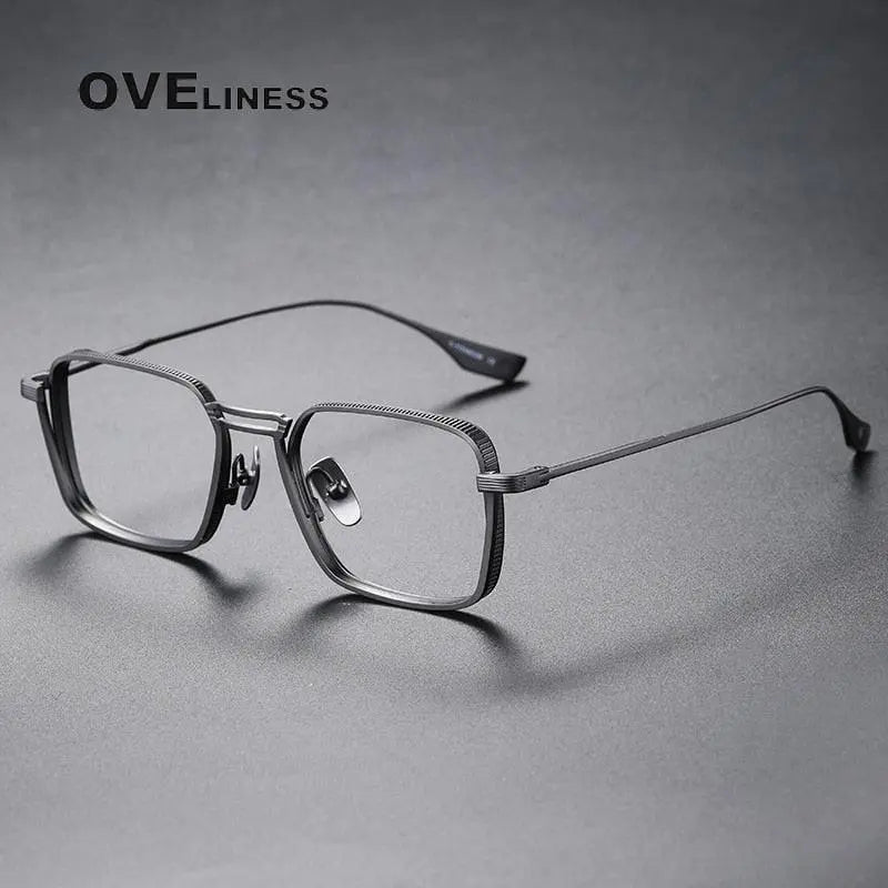 Oveliness Unisex Full Rim Square Double Bridge Titanium Eyeglasses Dlx125 - gun