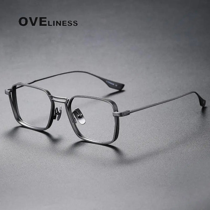 Oveliness Unisex Full Rim Square Double Bridge Titanium Eyeglasses Dlx125 - gun