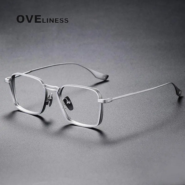 Oveliness Unisex Full Rim Square Double Bridge Titanium Eyeglasses Dlx125 - silver
