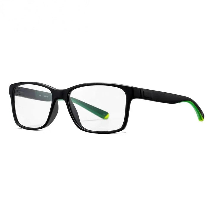 Oveliness Unisex Full Rim Square Tr 90 Titanium Eyeglasses 7091 - black green