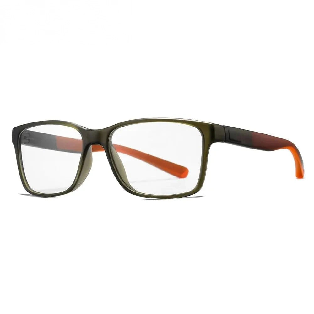 Oveliness Unisex Full Rim Square Tr 90 Titanium Eyeglasses 7091 - green orange