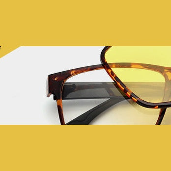 Oveliness Unisex Full Rim Square Tr 90 Titanium Eyeglasses Polarized Clip On Sunglasses 1641 - tortoise yellow