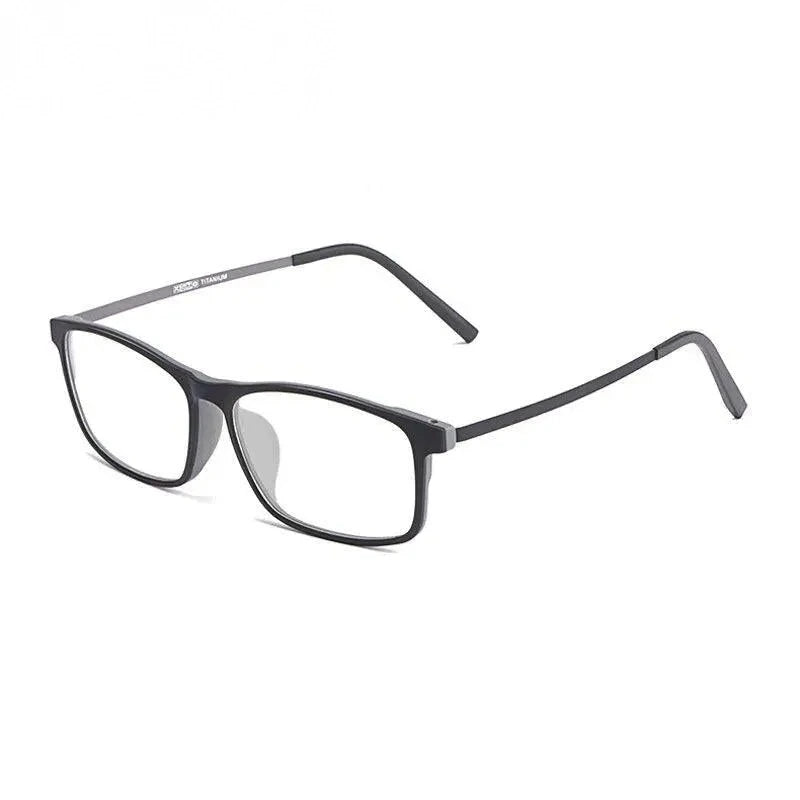Oveliness Unisex Full Rim Square Ultem Resin Titanium Eyeglasses Ol20p99 - Black Grey