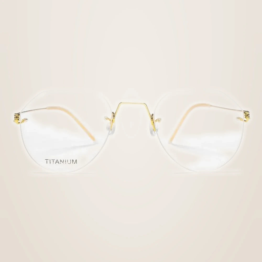 Oveliness Unisex Rimless Round Square Screwless Titanium Eyeglasses 9891 - gold