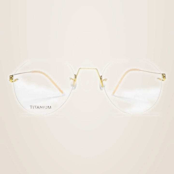 Oveliness Unisex Rimless Round Square Screwless Titanium Eyeglasses 9891 - gold