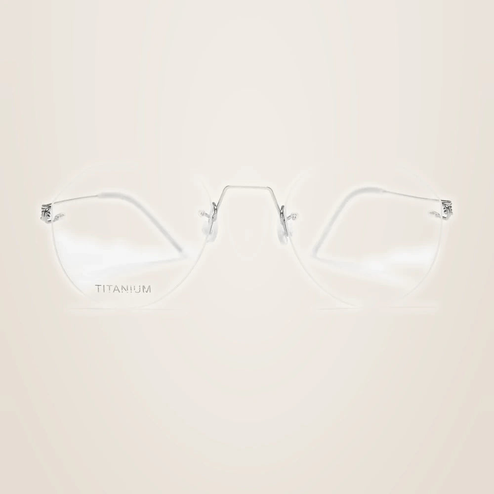 Oveliness Unisex Rimless Round Square Screwless Titanium Eyeglasses 9891 - silver
