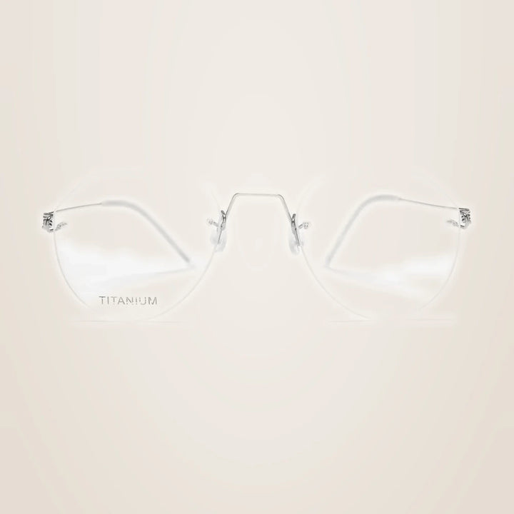 Oveliness Unisex Rimless Round Square Screwless Titanium Eyeglasses 9891 - silver