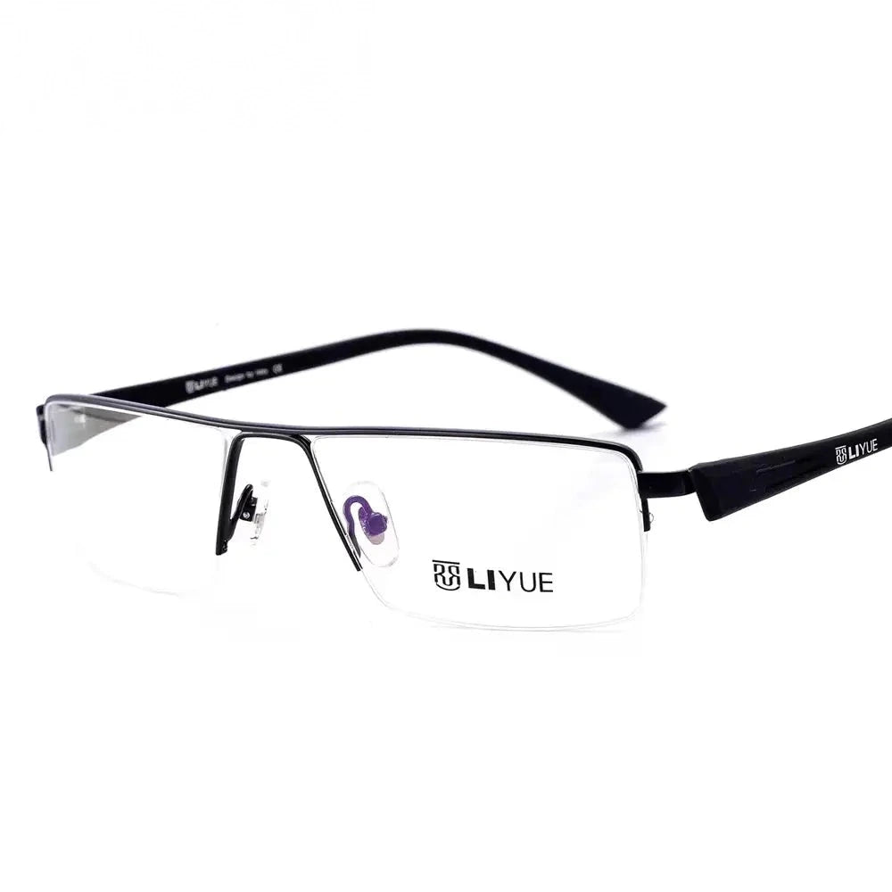 Oveliness Unisex Semi Rim Square Titanium-Alloy Eyeglasses 328127 - black