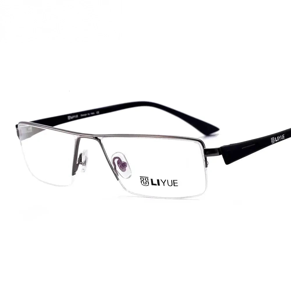 Oveliness Unisex Semi Rim Square Titanium-Alloy Eyeglasses 328127 - gun