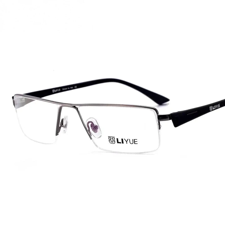Oveliness Unisex Semi Rim Square Titanium-Alloy Eyeglasses 328127 - gun