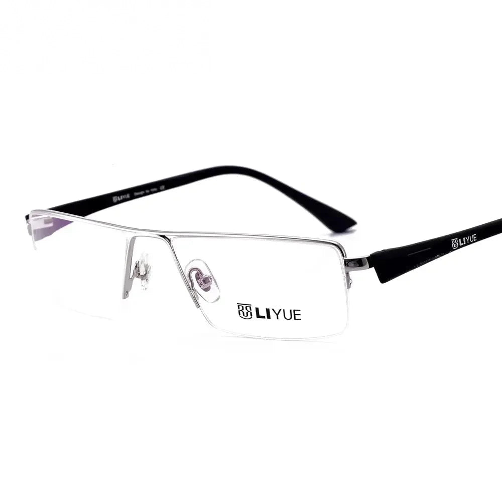 Oveliness Unisex Semi Rim Square Titanium-Alloy Eyeglasses 328127 - silver