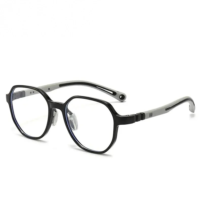 Oveliness Unisex Youth's Full Rim Polygon Tr 90 Silicone Eyeglasses 322102 - c1 black grey