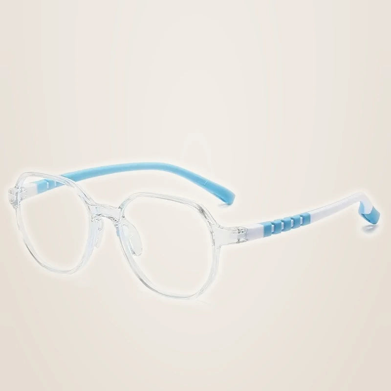 Oveliness Unisex Youth's Full Rim Polygon Tr 90 Silicone Eyeglasses 322102 - c7 transparent blue