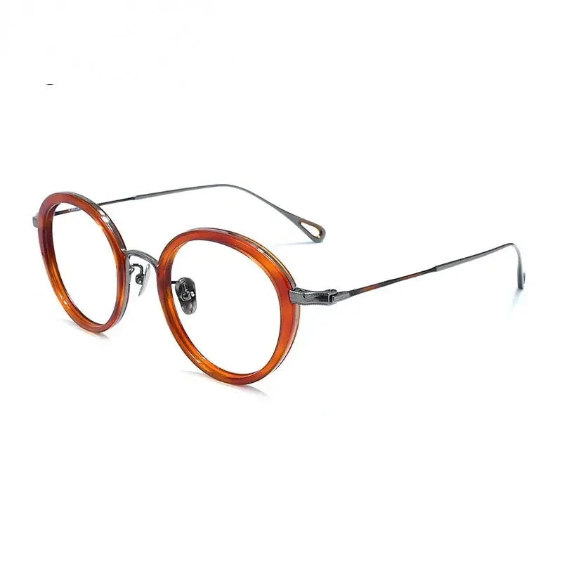 Oveliness Women's Full Rim Oval Acetate Titanium Eyeglasses 922159 - tortoise gun