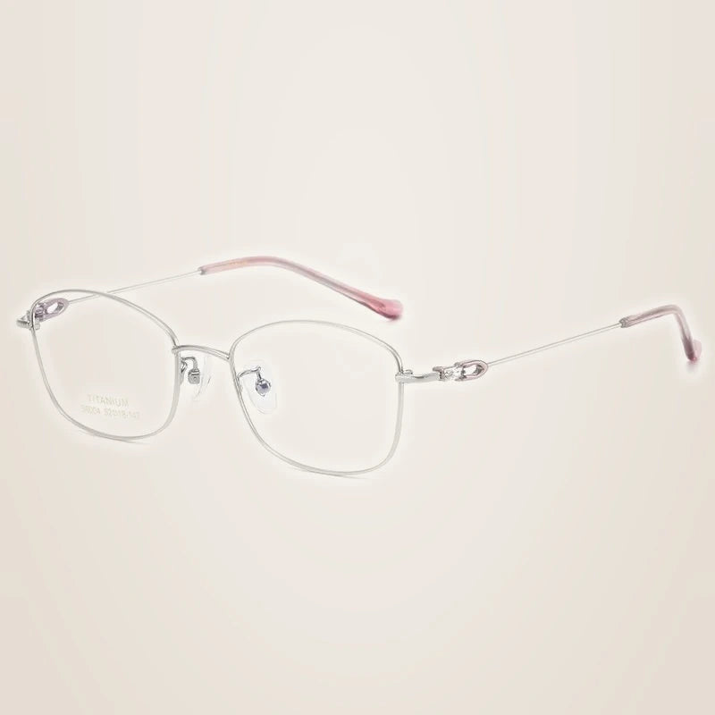 Oveliness Women's Full Rim Oval Square Titanium Eyeglasses 196004 - silver