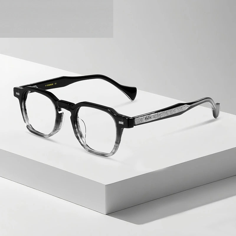 Oveliness Women's Full Rim Polygon Acetate Titanium Eyeglasses 926002 - gradient black