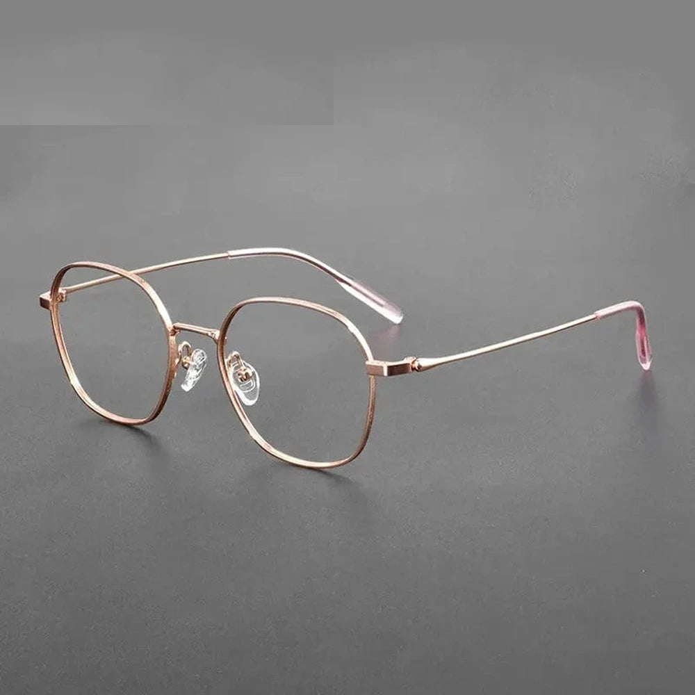 Oveliness Women's Full Rim Polygon Square Titanium Eyeglasses 381028 - rose gold