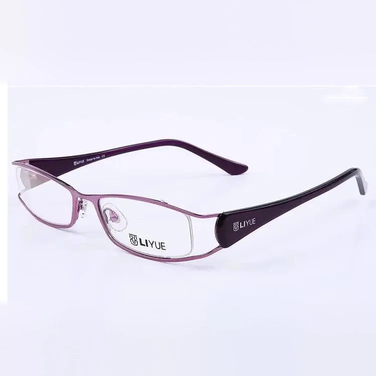 Oveliness Women's Full Rim Rectangle Alloy Acetate Eyeglasses 369260 - purple