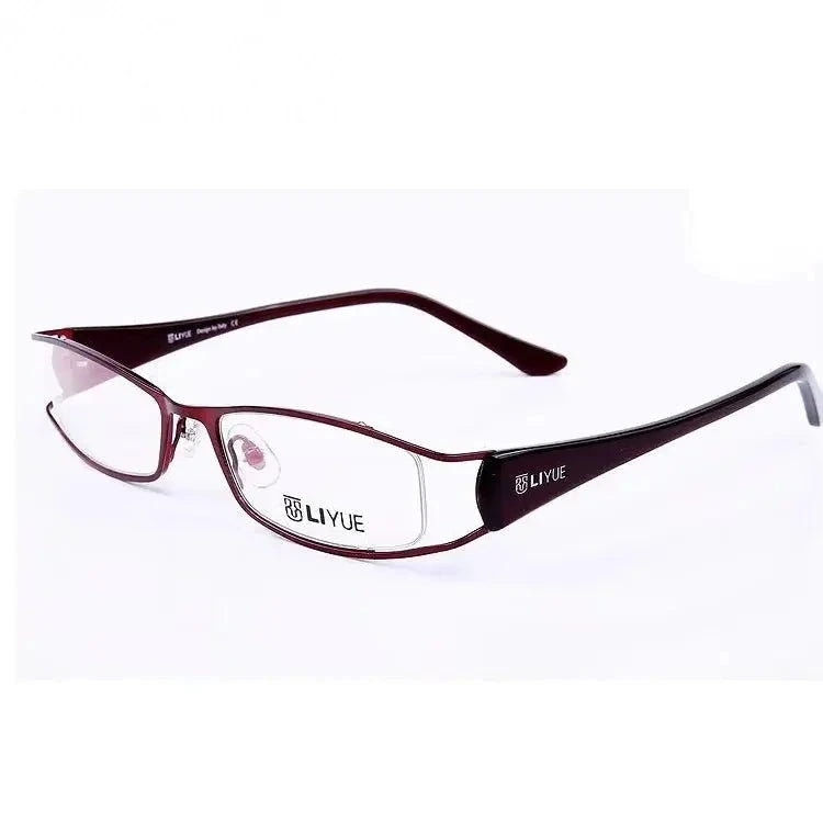 Oveliness Women's Full Rim Rectangle Alloy Acetate Eyeglasses 369260 - wine red