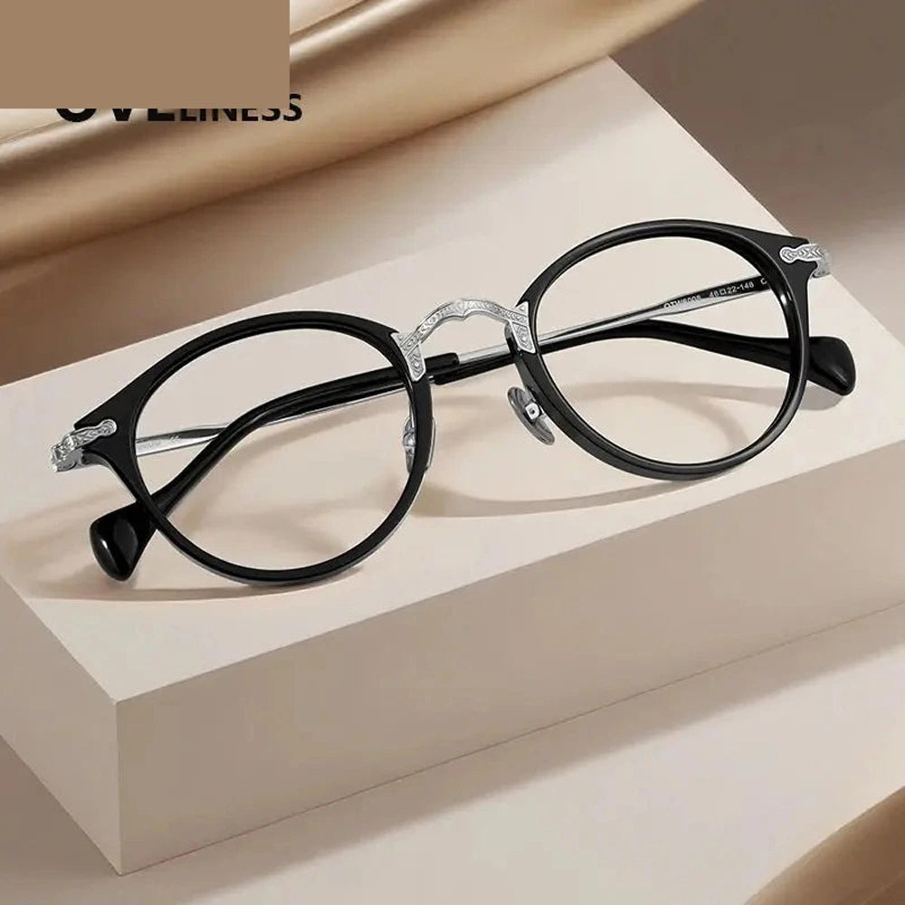 Oveliness Women's Full Rim Round Titanium Acetate Eyeglasses 926008 - gradient tea