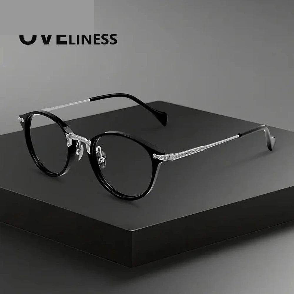 Oveliness Women's Full Rim Round Titanium Acetate Eyeglasses 926008 - green rose gold