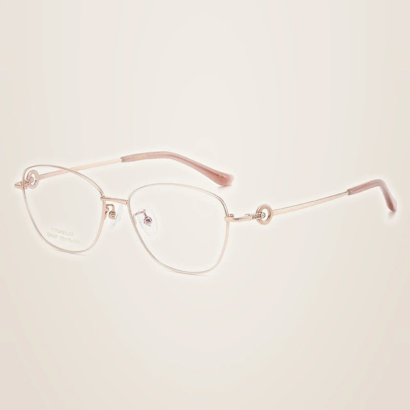Oveliness Women's Full Rim Square Cat Eye Titanium Eyeglasses 196007 - rose gold